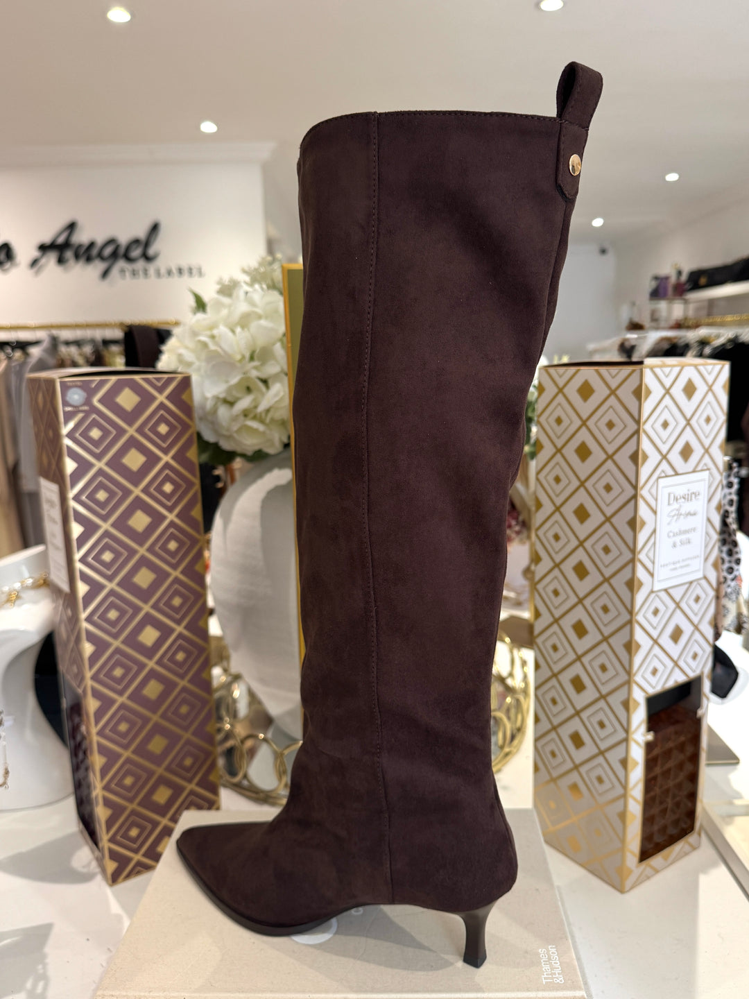 Suedette Slouch Kitten Heel Boots (2 Colours)