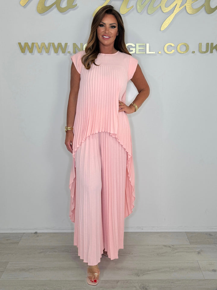 Pleated High Low Top & Trouser Co-ord (5 Colours)