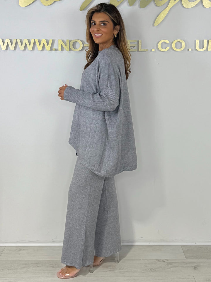 Soft Knit Diamond Design Jumper & Wide Leg Trouser Co-ord (6 Colours)