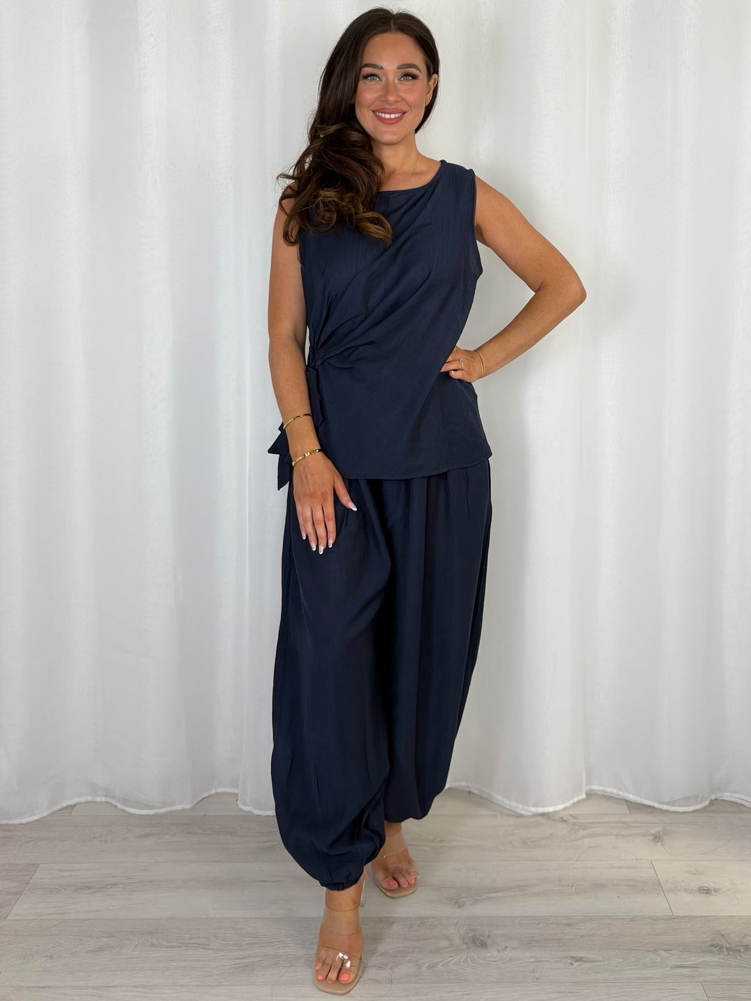 Harem Trouser Tie Side Vest Co-Ord (6 Colours)
