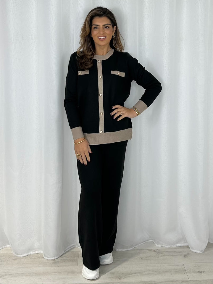 Gold Button Pocket Jumper & Trouser Co-Ord (4 Colours)