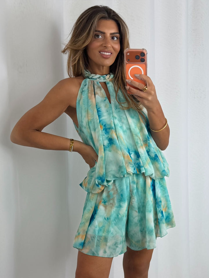 Rope Design Racer Neck Floaty Playsuit