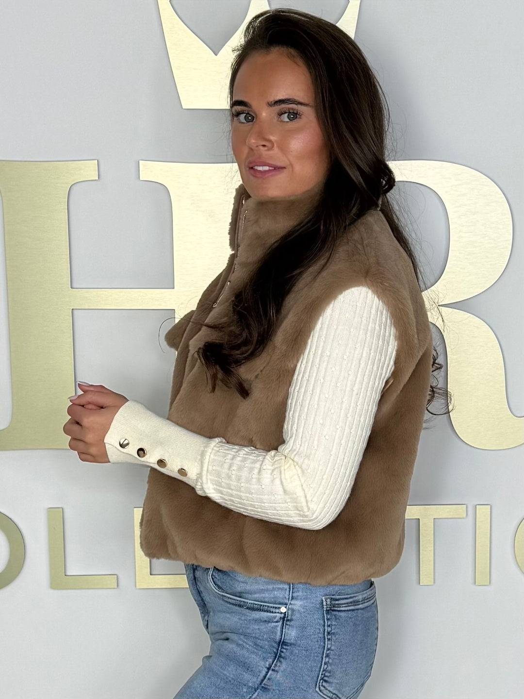 Faux Fur Funnel Neck Double Pocket Gillet (3 Colours)