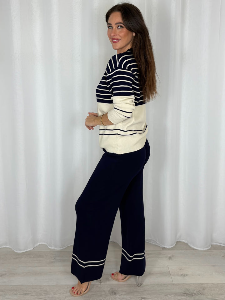 Round Neck Striped Jumper And Trouser Co-Ord (5 Colours)
