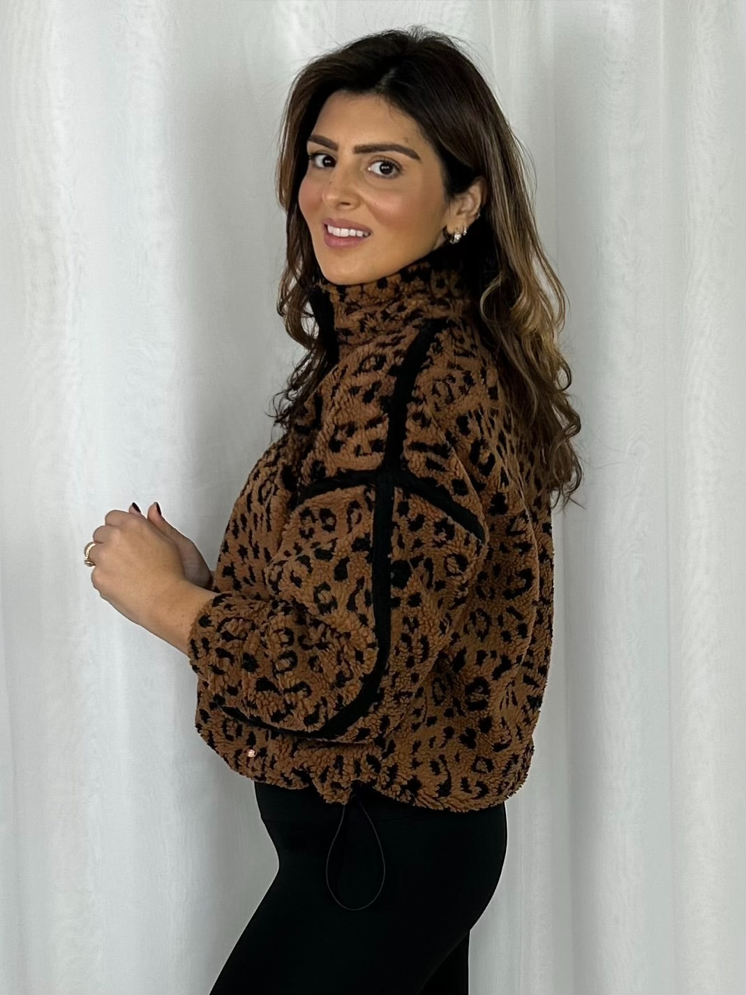 1/4 Zip Leopard Print Fleece