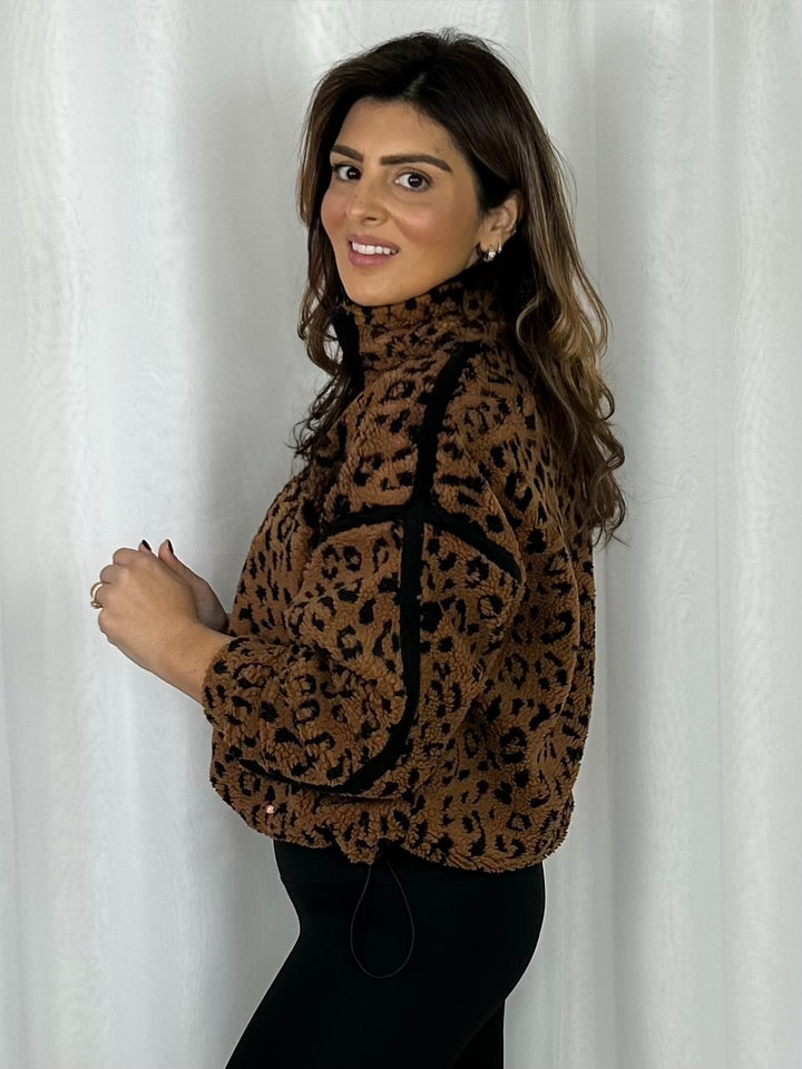 1/4 Zip Leopard Print Fleece