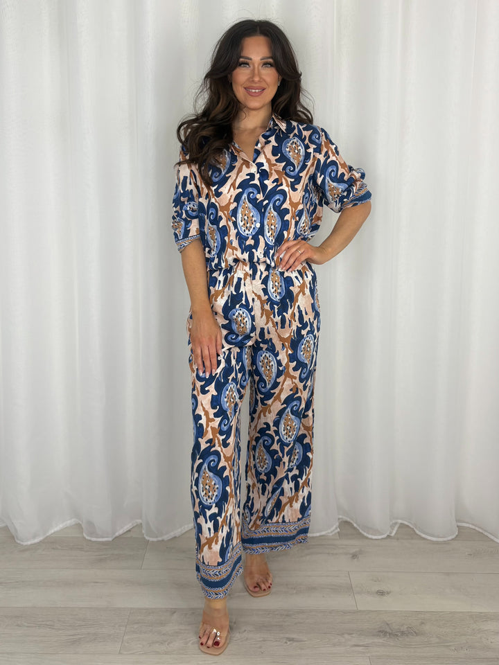 Luxury Paisley Print Button Up Shirt & Trouser Co-Ord (4 Colours)