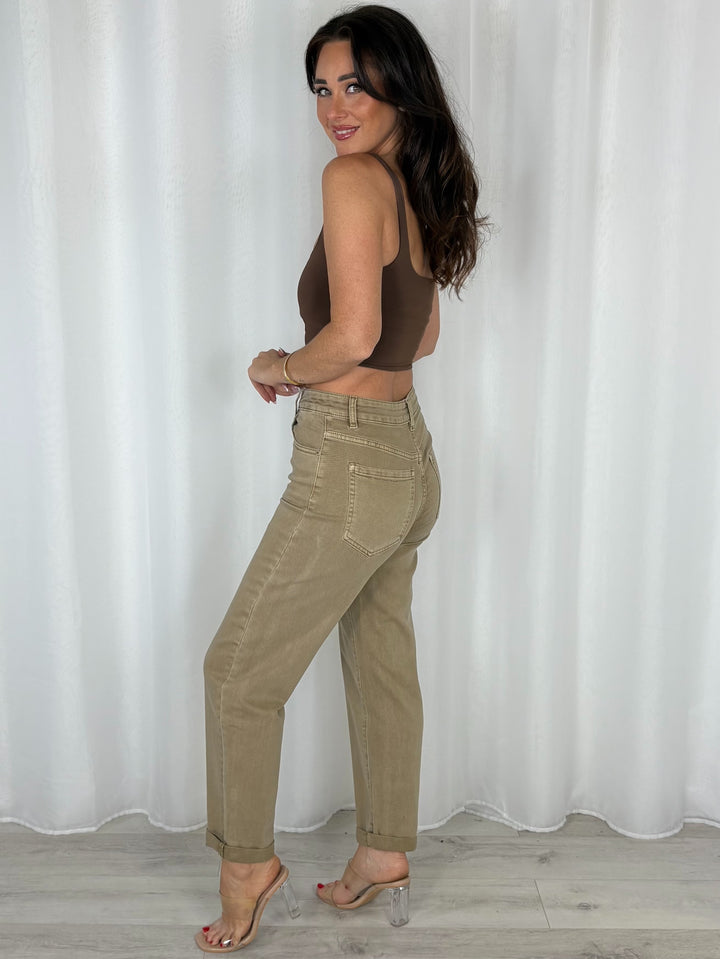 Turn Up Bottom Mom Jeans (6 Colours)