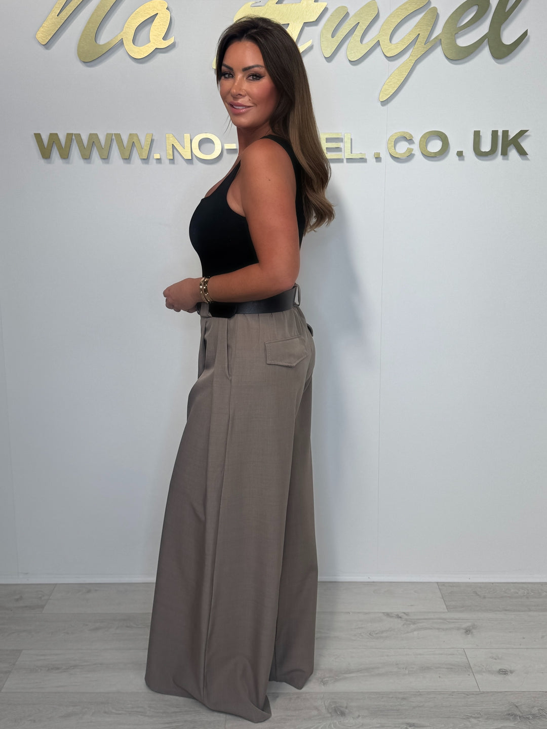 Wide Leg Thick Belted Tailored Trousers (4 Colours)