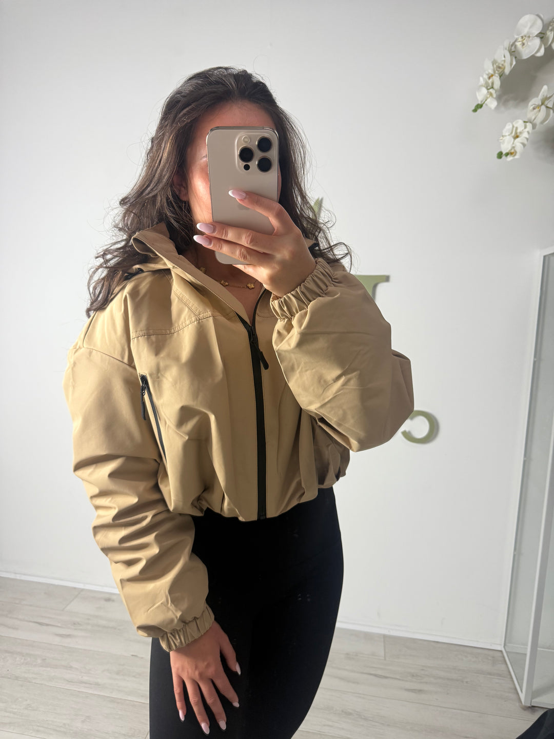 Cropped Drawstring Zip Up Pocket Hooded Jacket (3 Colours)