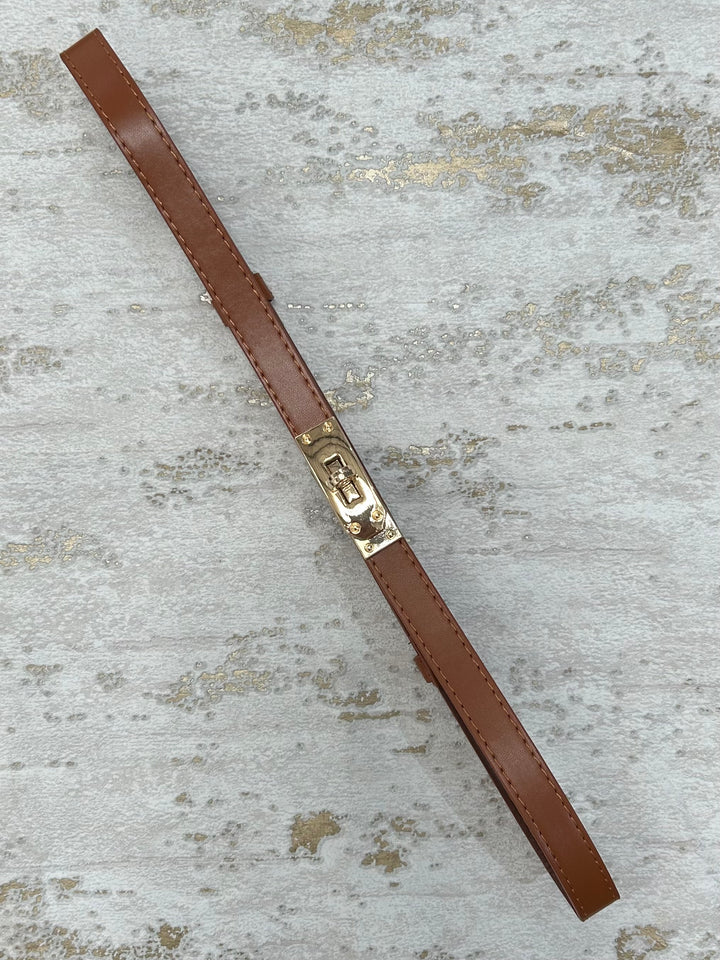 Gold Buckle Faux Leather Belt (3 Colours)