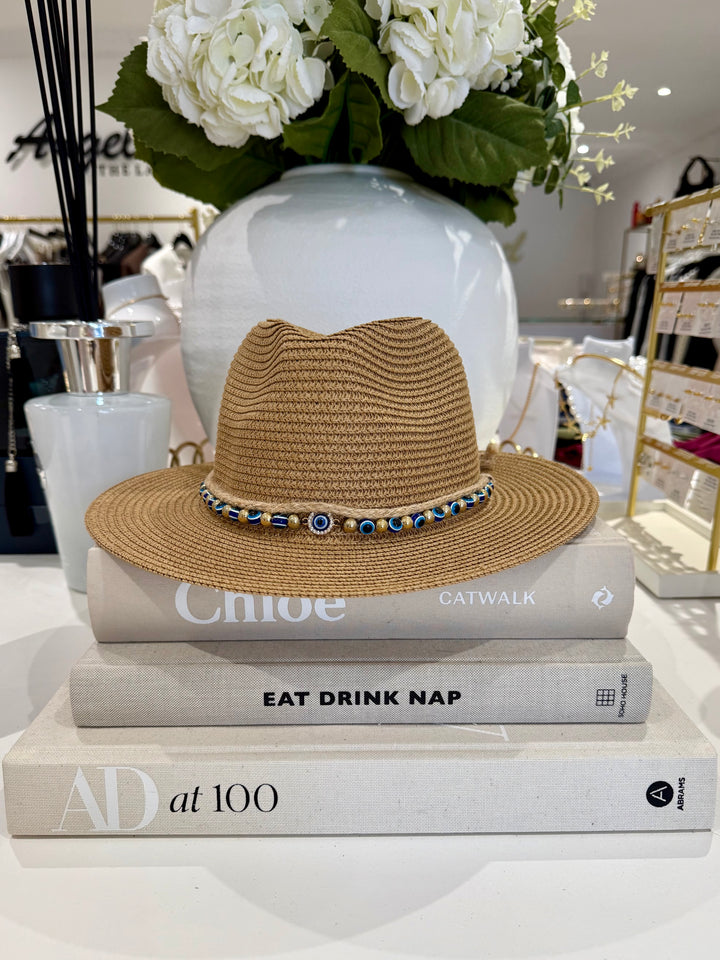 Straw Fedora Beaded Detail Hat (3 Colours)