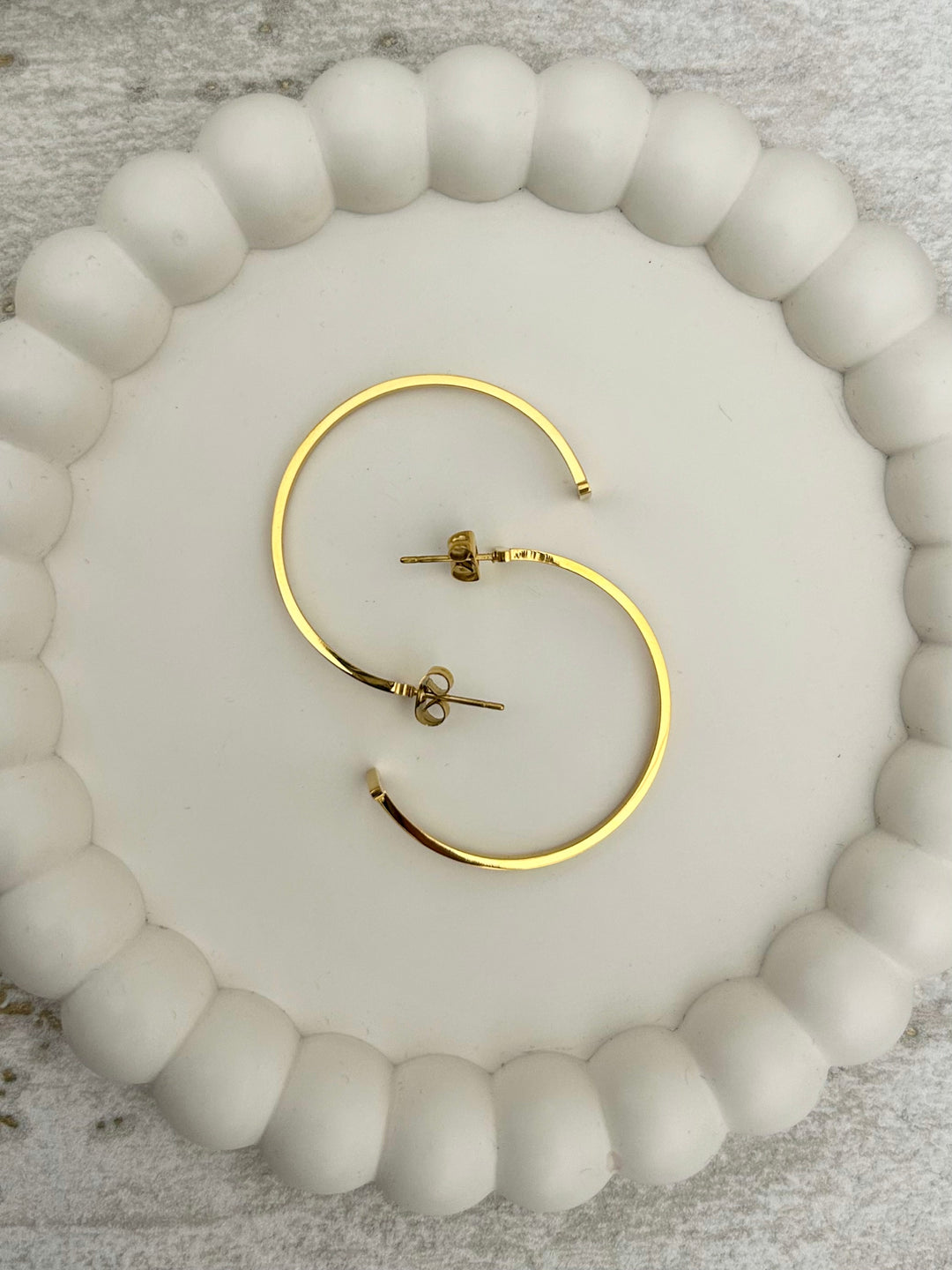 Gold T-Bar Hoop Earrings