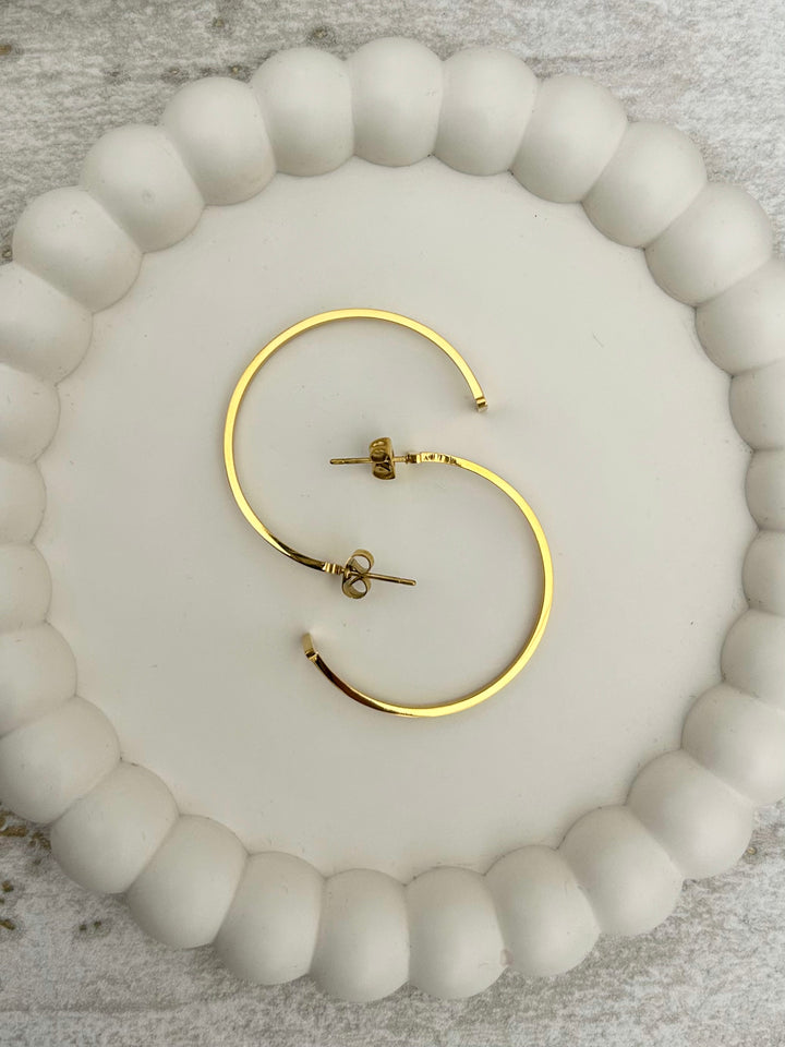 Gold T-Bar Hoop Earrings