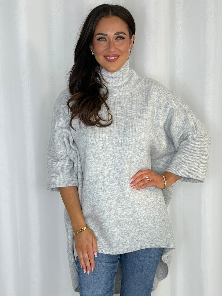 Soft Knit High-Low Roll Neck Jumper (4 Colours)