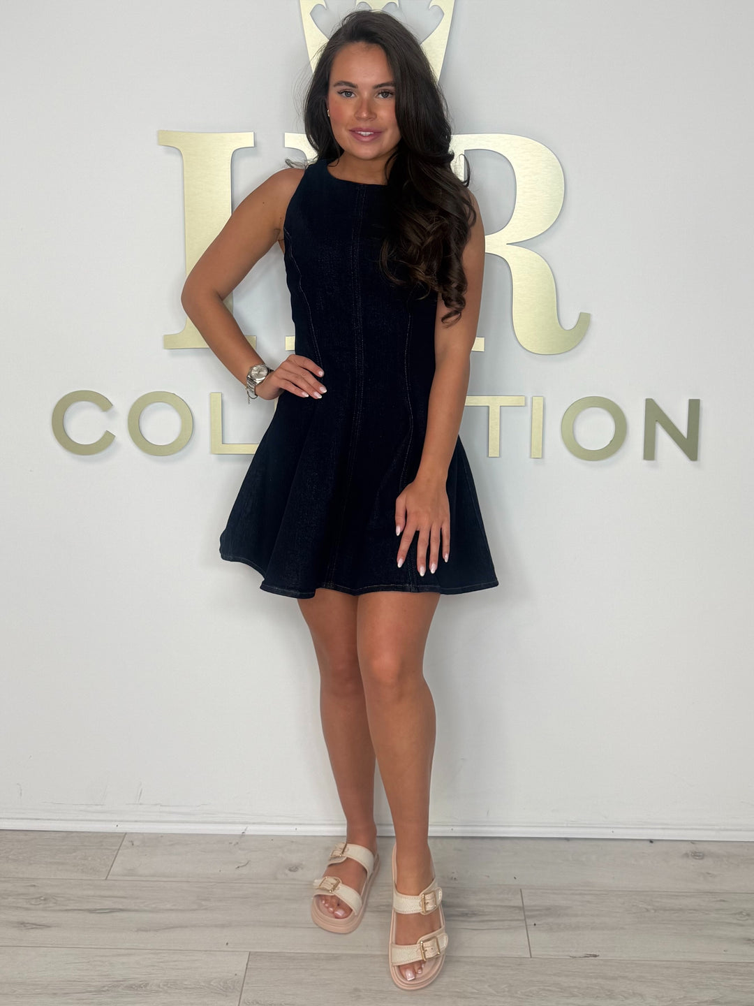 Sleeveless Denim Peplum Mini Dress (2 Colours)