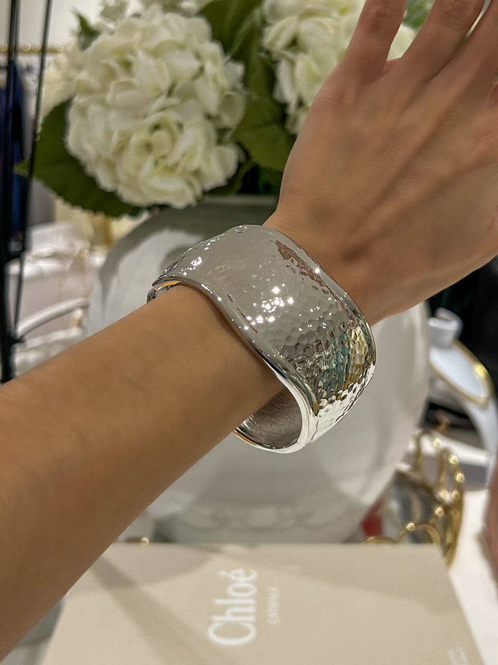 Chunky Hammered Wavy Bangle