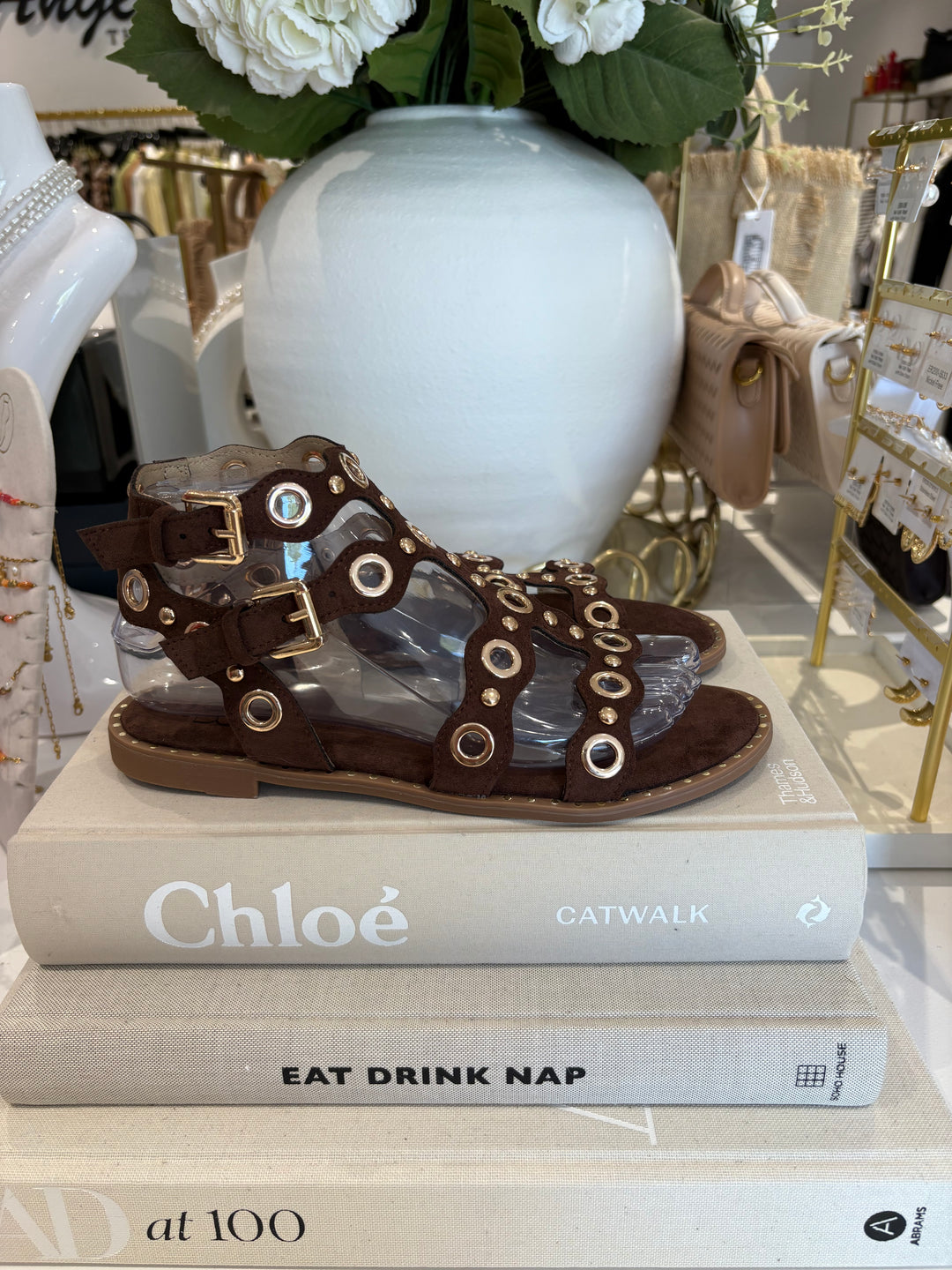 Gold Circle Detail Flat Sandal (4 Colours)