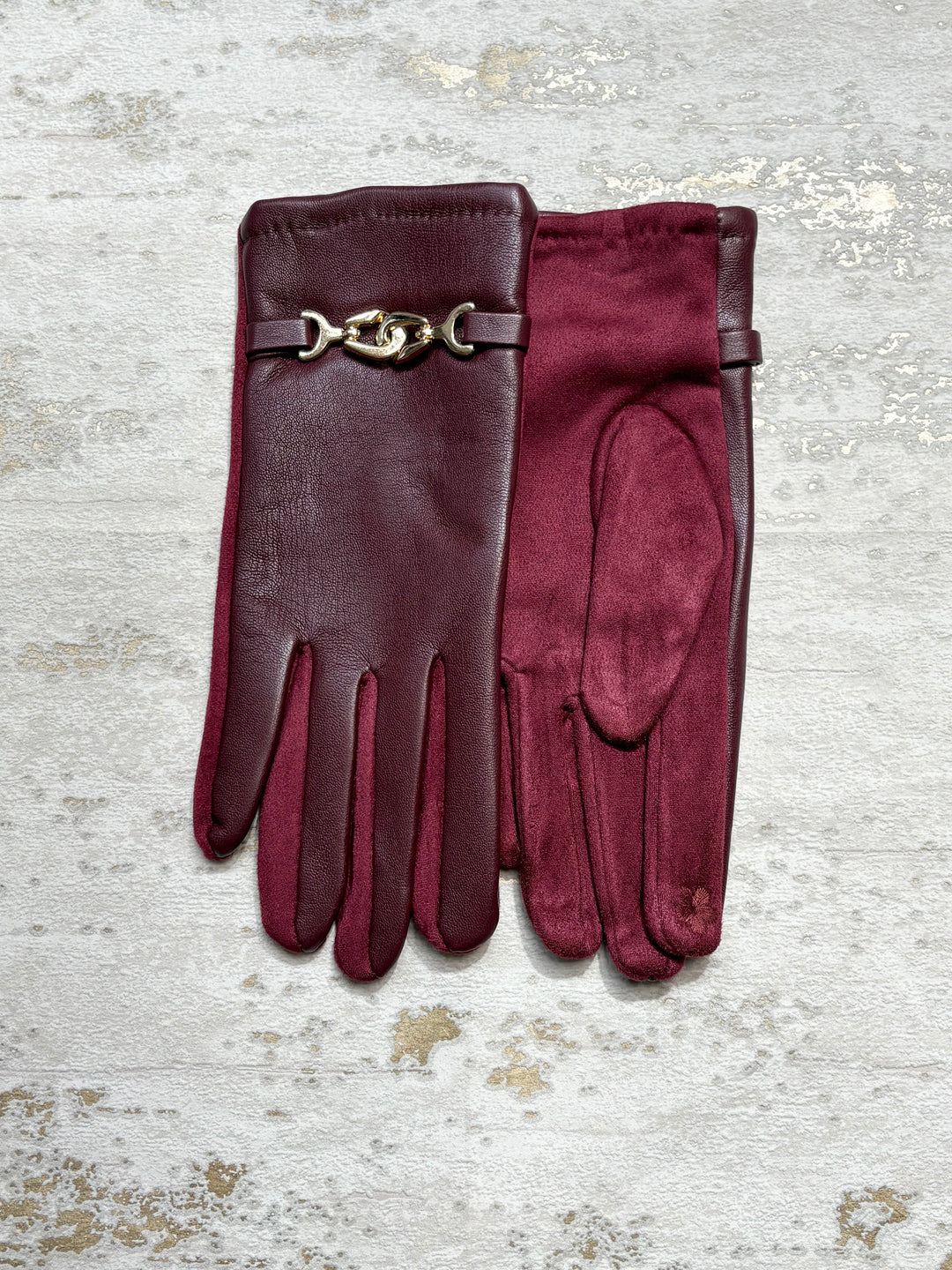 Plain Faux Leather Gold Buckle Glove (5 Colours)