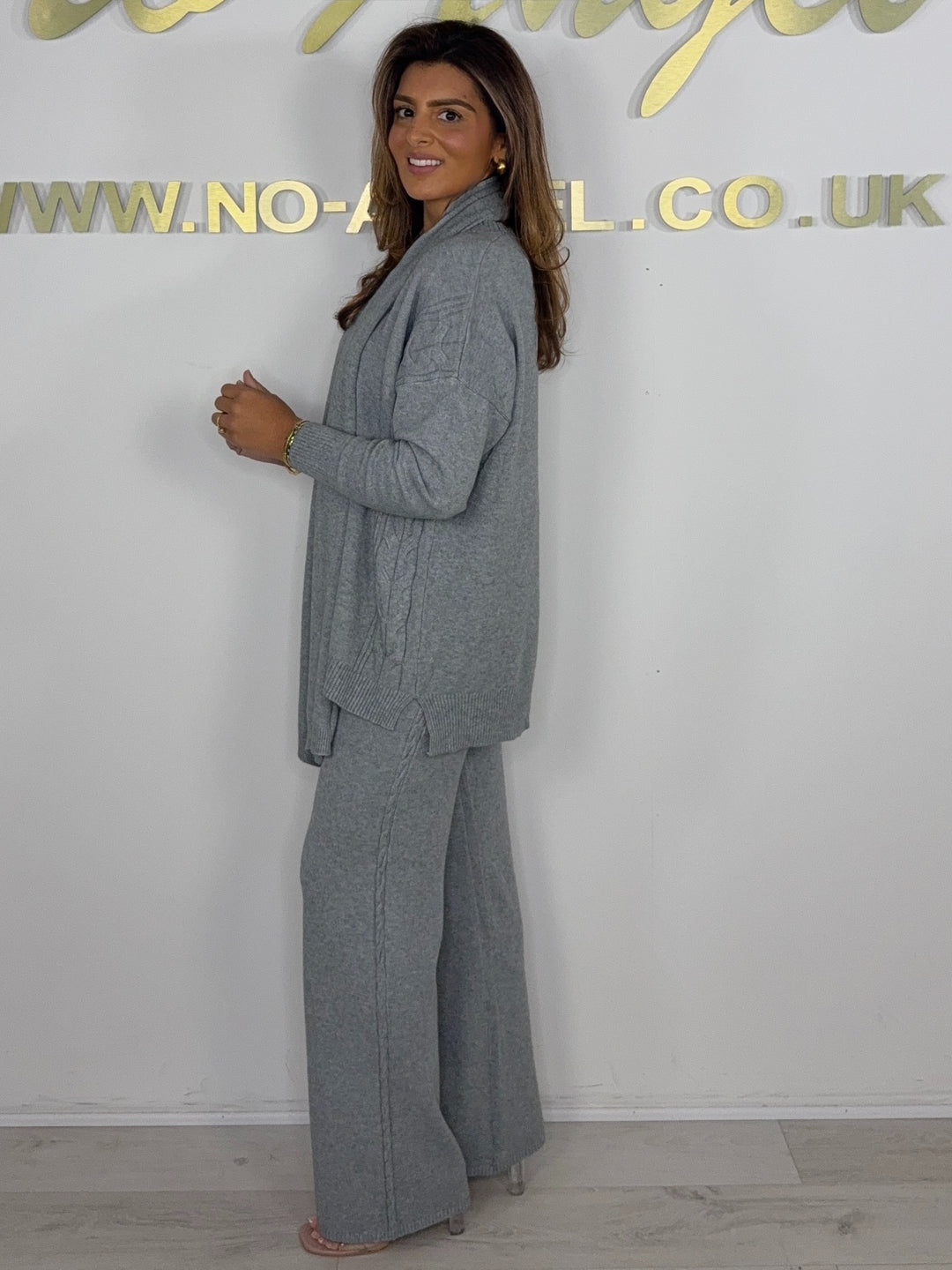 Soft Knit Cable Design Round Neck Top & Trouser Co-ord With Scarf (6 Colours)