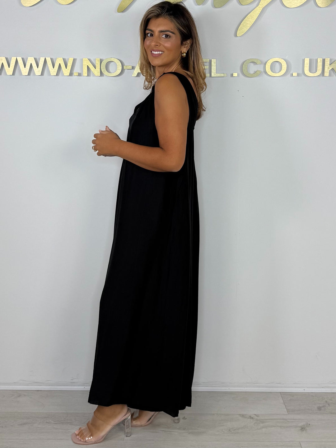 V-Neck Gold Hardware Thick Strap Floaty Jumpsuit (2 Colours)
