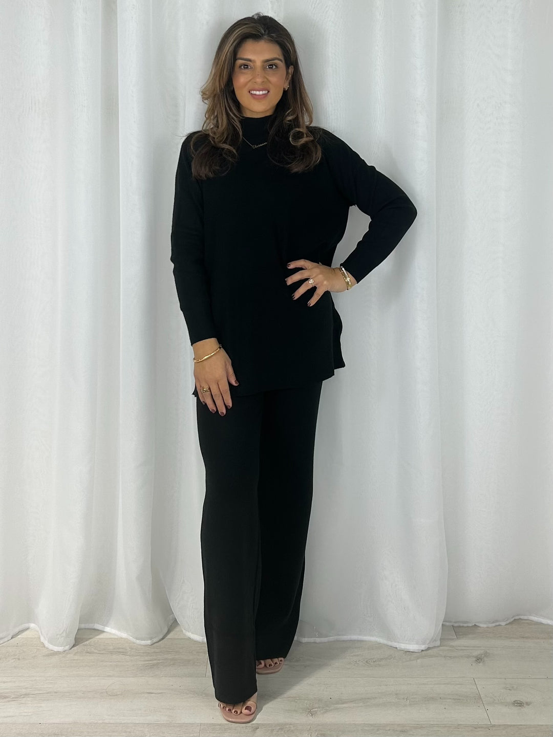 High Neck Soft Knit Side Zip Jumper & Trouser Co-Ord (3 Colours)