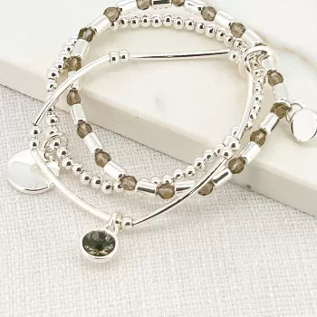 Silver Triple Loop beaded Bracelet
