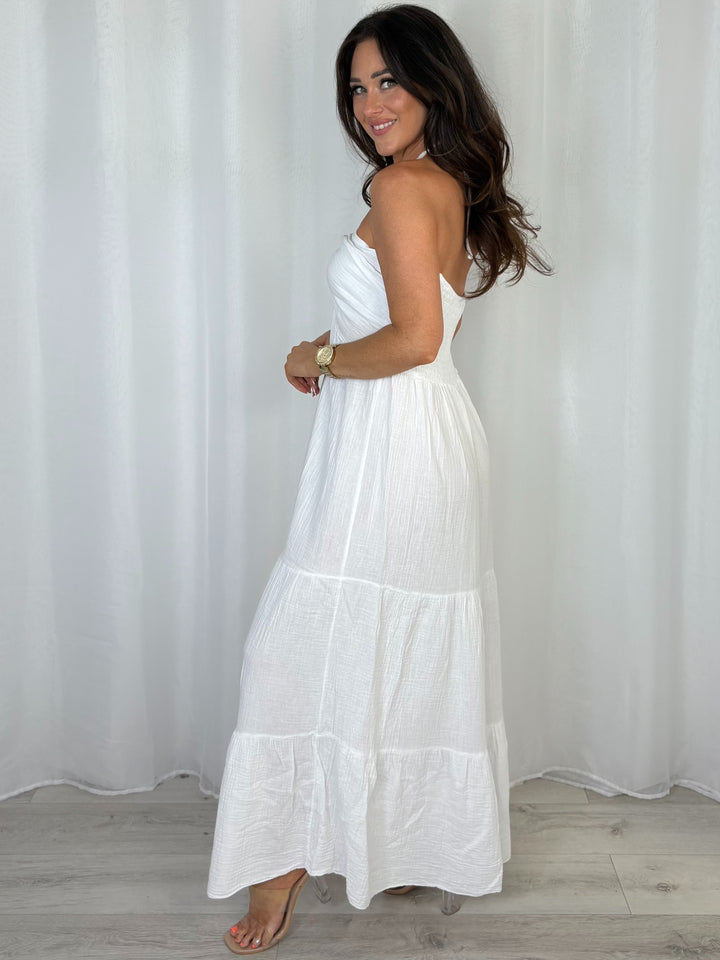 Cheesecloth Halter Neck Style Tiered Dress (9 Colours)