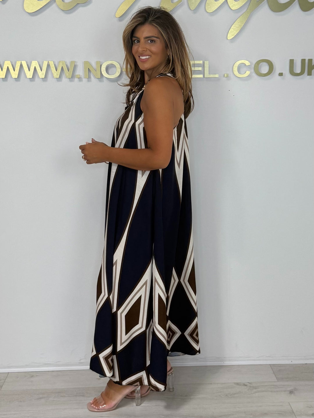 Diamond Detail V Neck Gold Hardware Floaty  Dress (3 Colours)