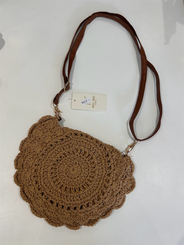 Faux Leather Strap Crochet Bag (2 Colours)