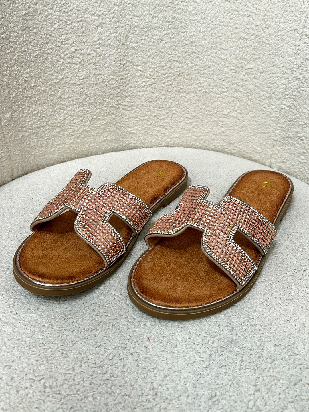 Diamante Block Shaped Sandals (2 Colours)