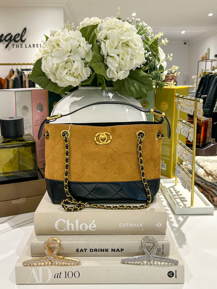 2 Toned Designer Inspired Gold Hardware Handbag (5 Colours)