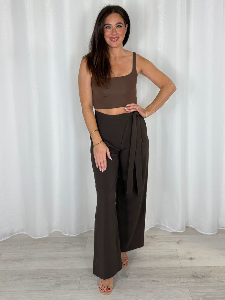 Wide Leg Trousers With Tie Up Bow (4 Colours)