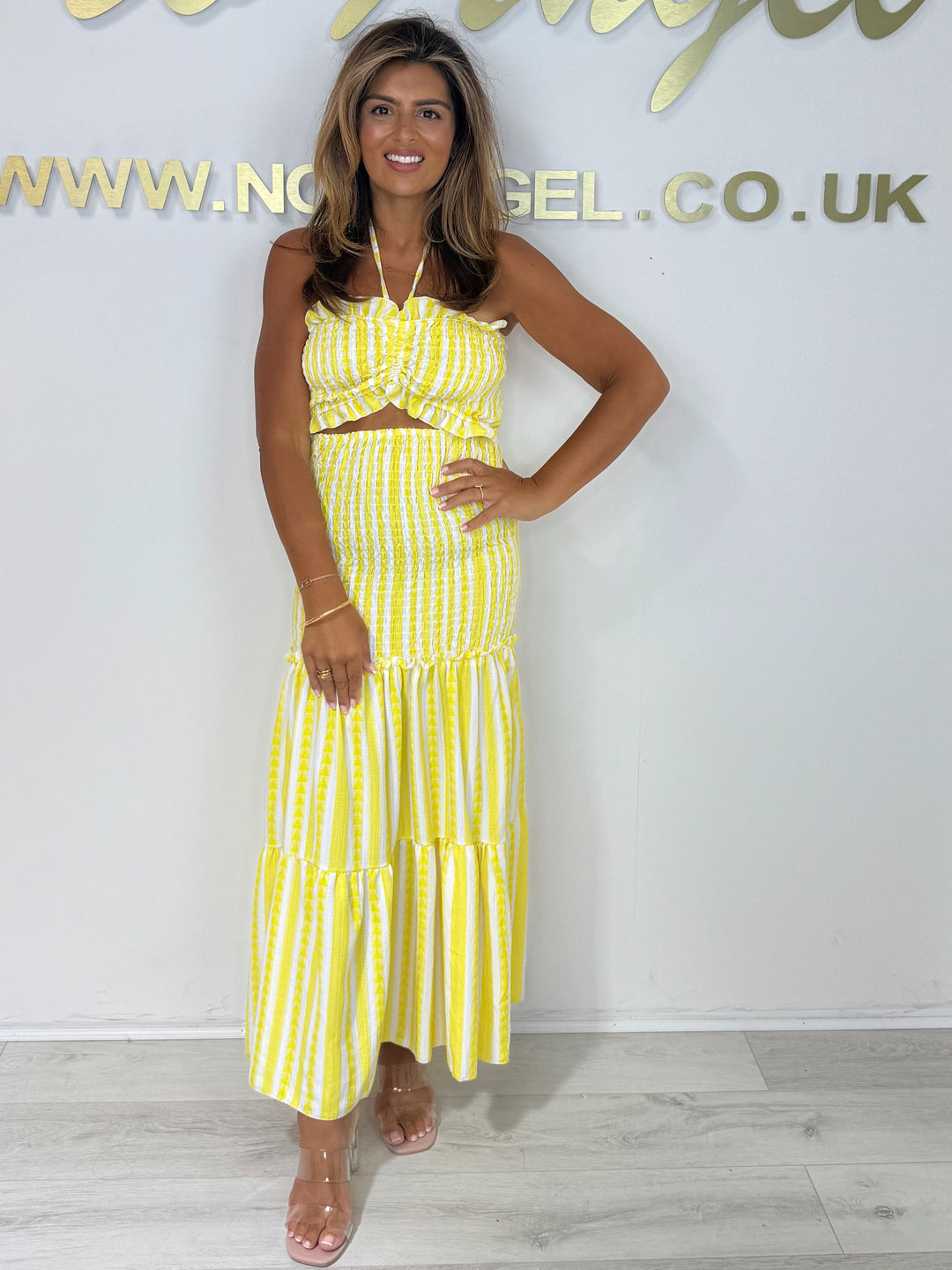 Halter Neck Stripe Stretchy Maxi Dress (5 Colours)