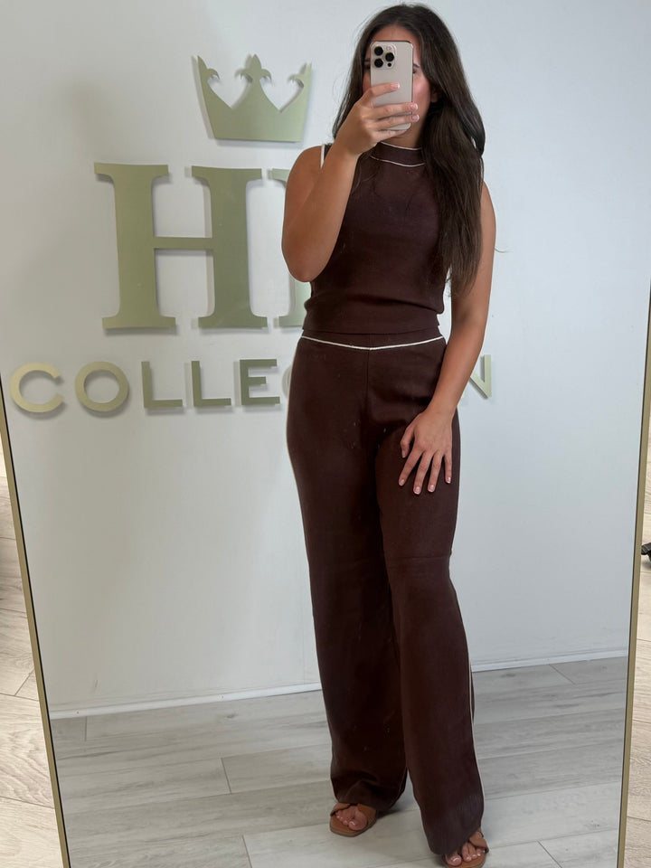 Turtle Neck Piping Detail Sleeveless Top & Trouser Co-ord (2 Colours)