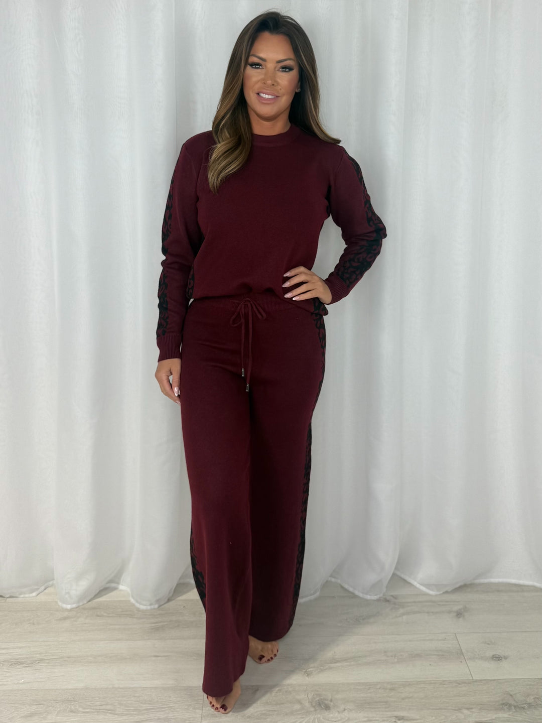 Leopard Print Soft Knit Trouser Co-Ord (5 Colours)