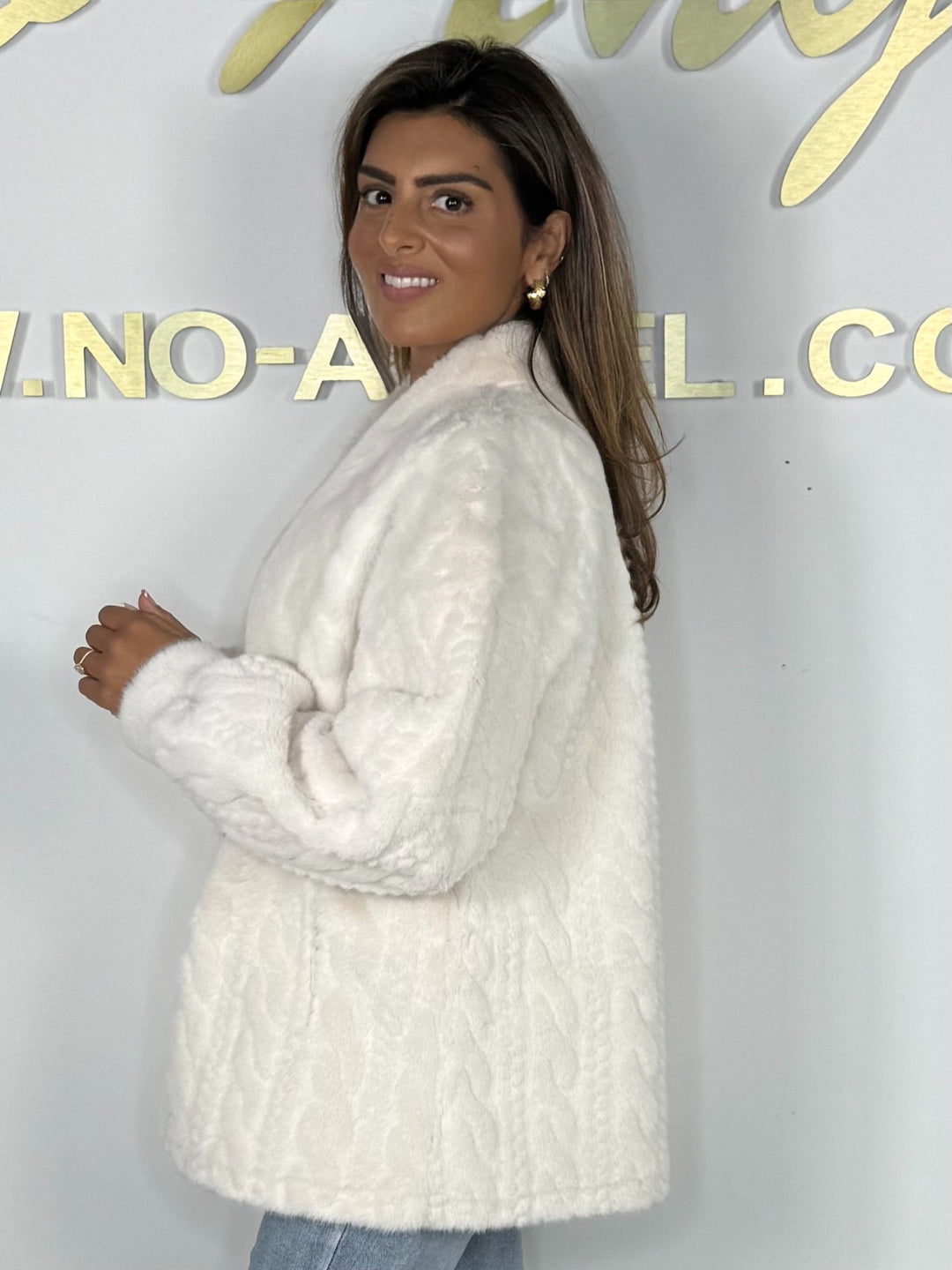 Faux Fur Cable Design Button Up Jacket (5 Colours)