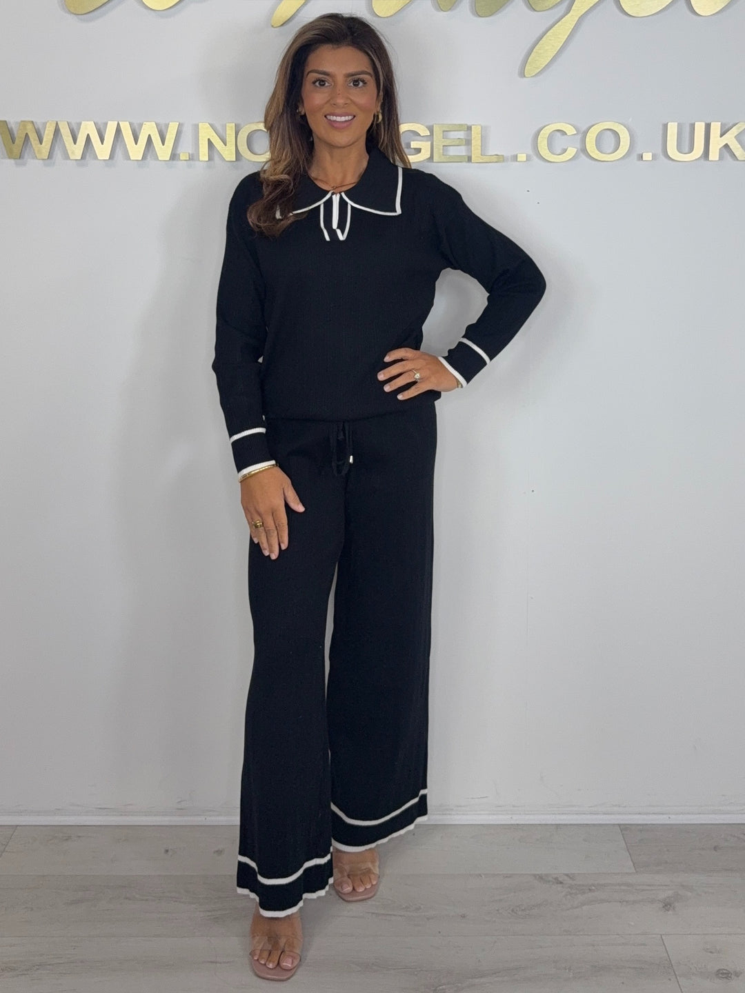 Collared Cream Trim Detail Trouser Co-ord