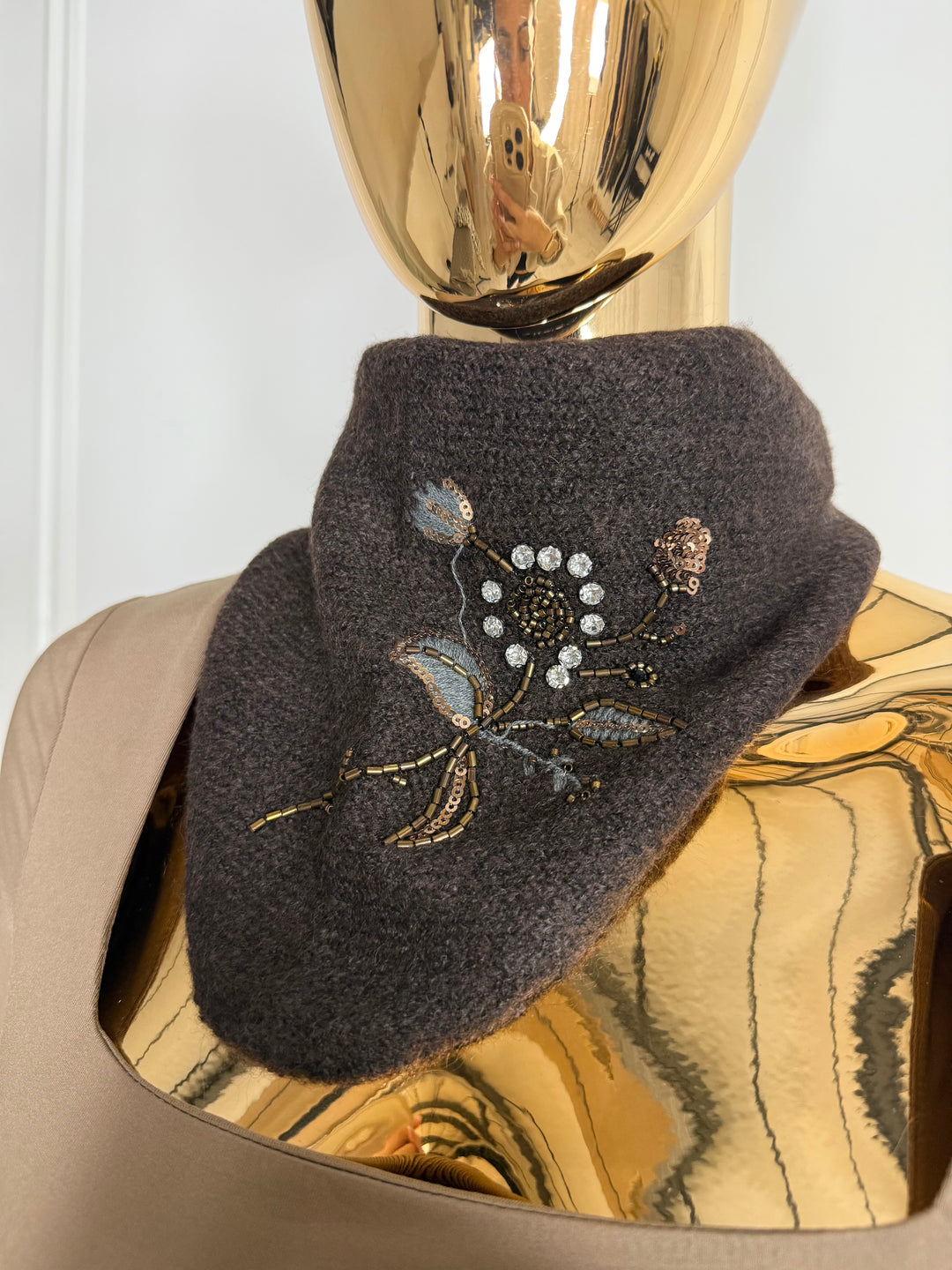 Embellished Knit Neck Bandana