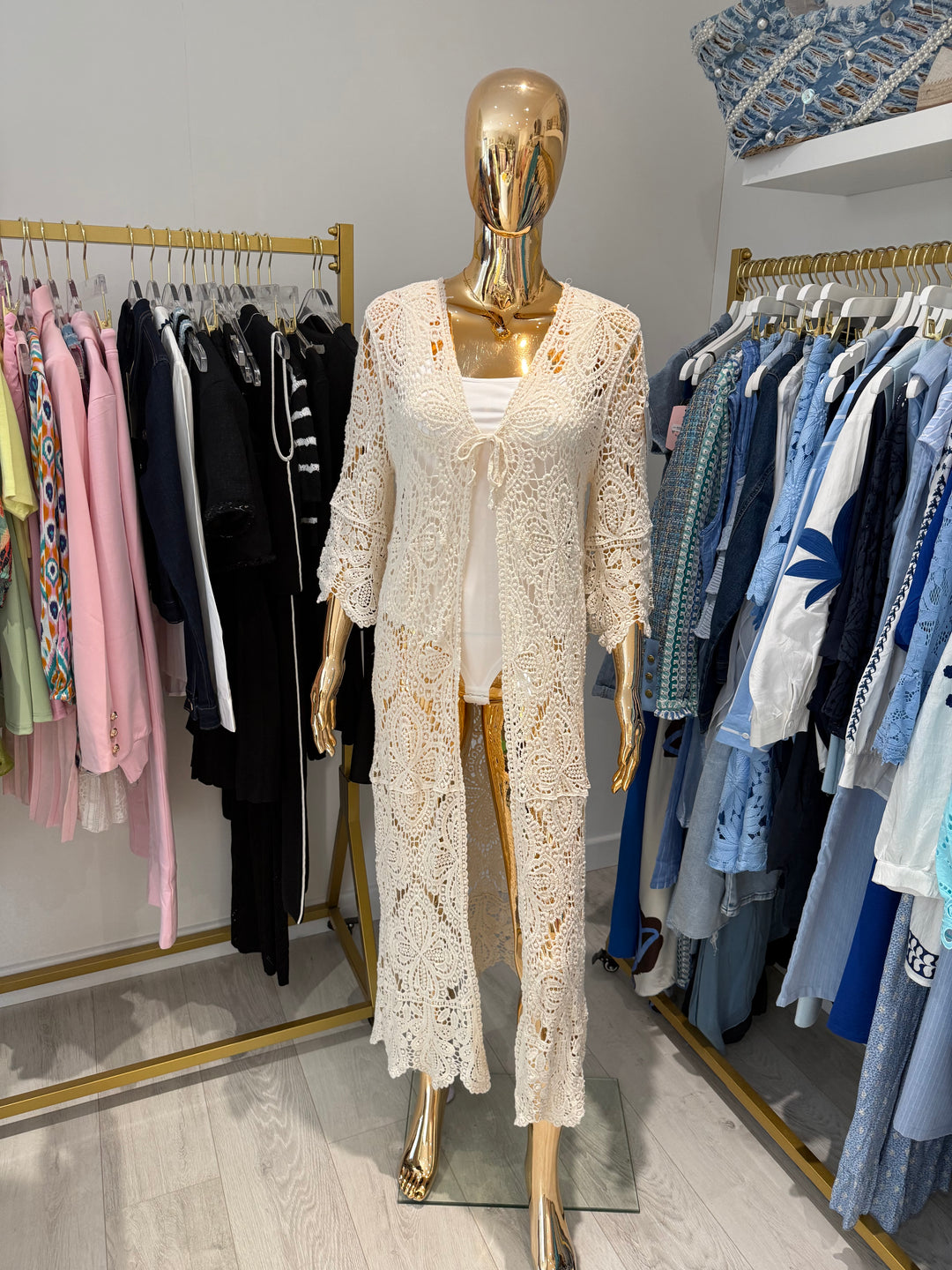 Crochet Longline Tie Front Kaftan (6 Colours)