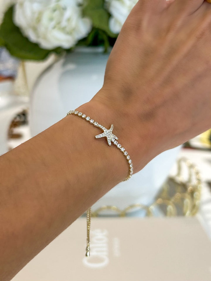 Starfish Diamante Adjustable Bracelet (2 Colours)