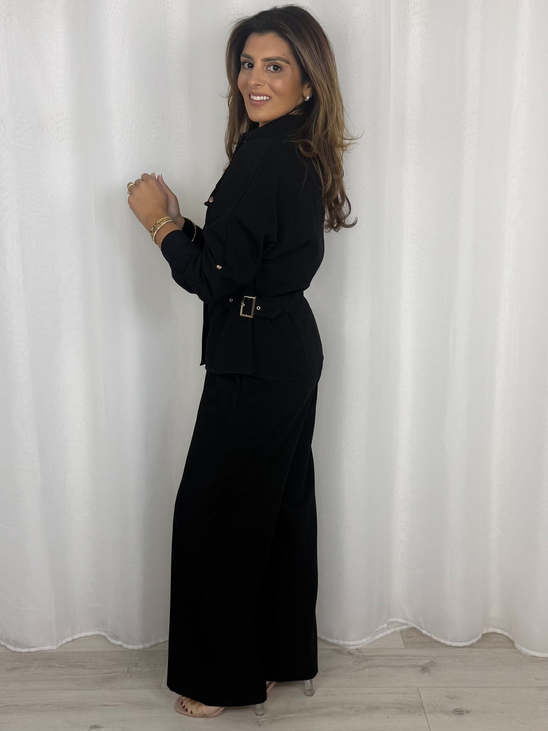 Military Gold Buckle Waist Button Up Trouser Co-Ord (3 Colours)