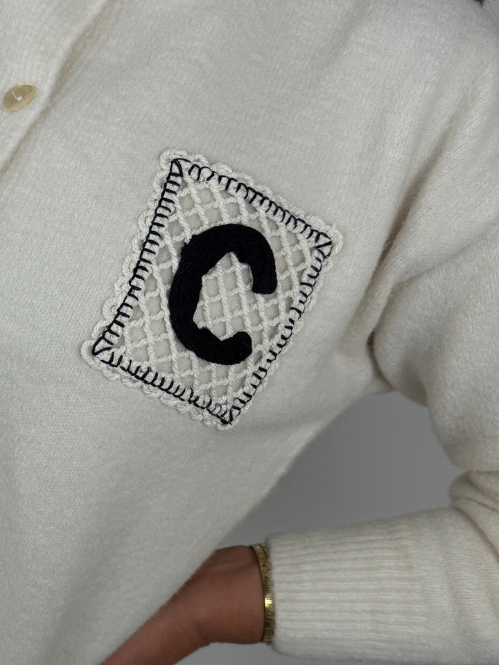 Wool Mix C Crochet Square Cardigan