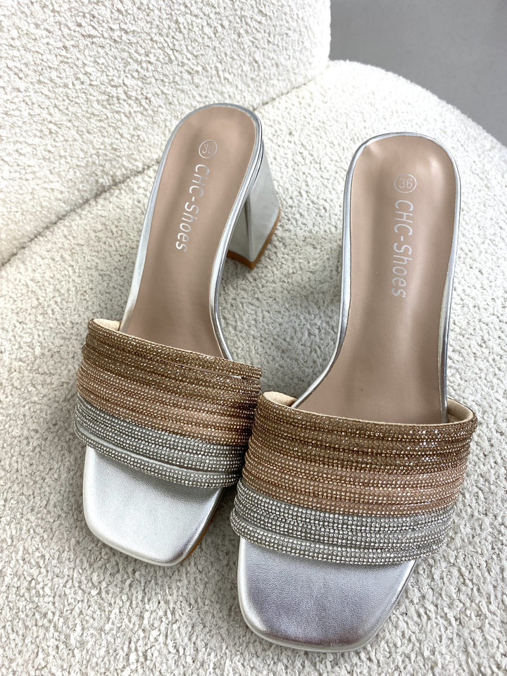 Diamontè Block Heel Sandals ( 2 colours )