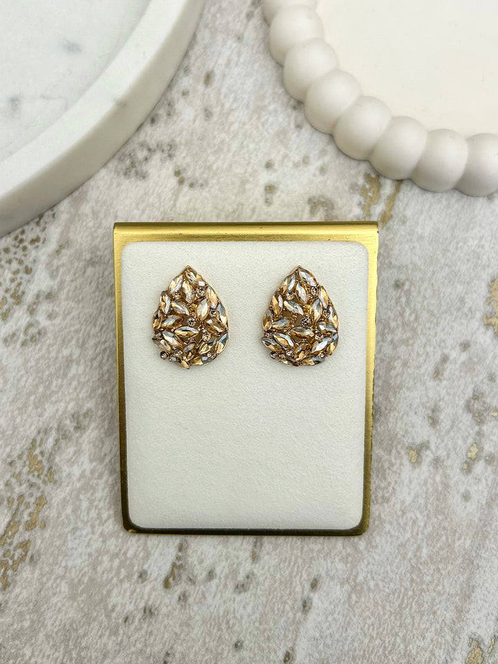 Diamante TearDrop Stud Earrings (2 Colours)