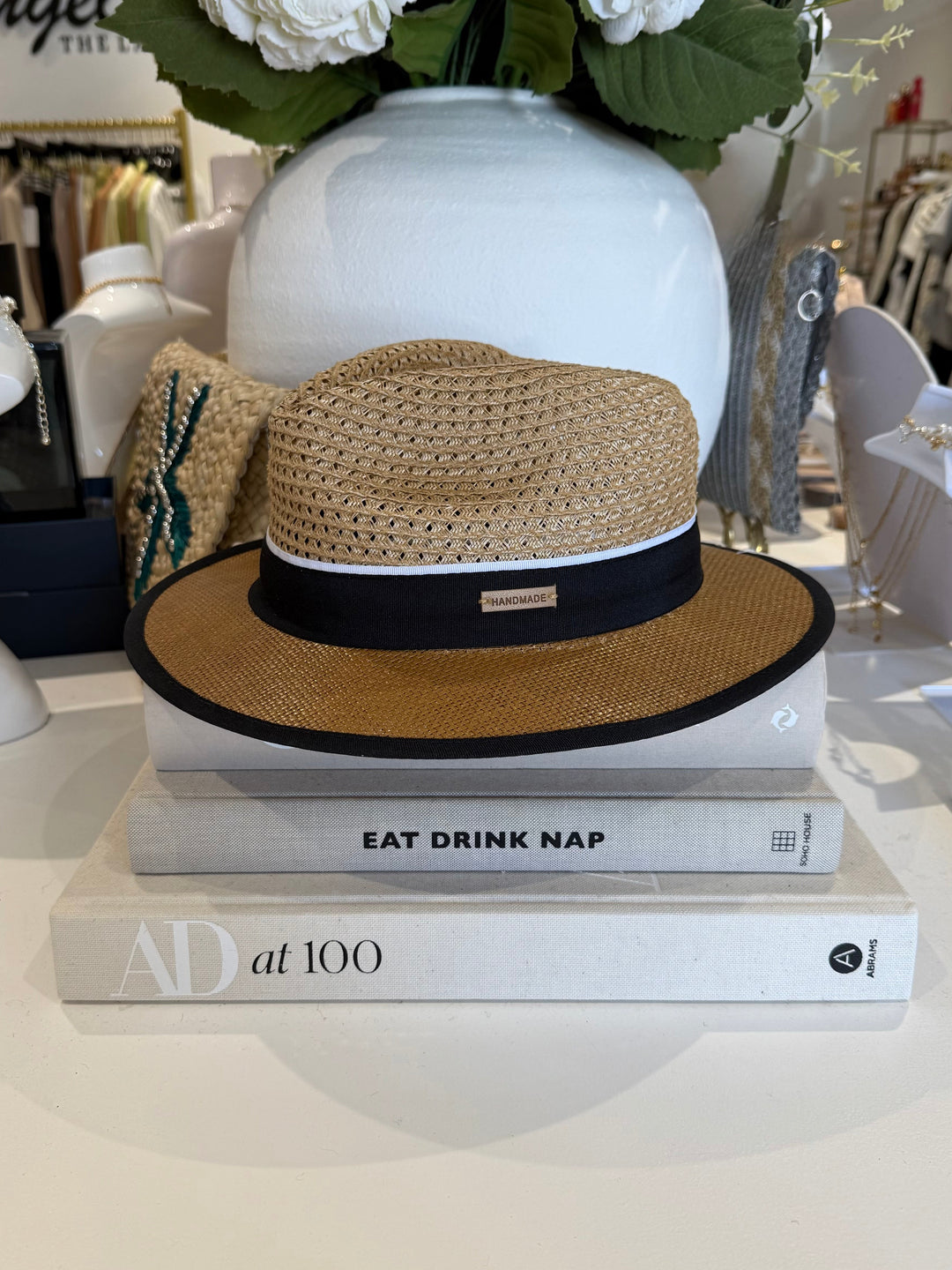 Contrast Strap Woven Hat (2 Colours)