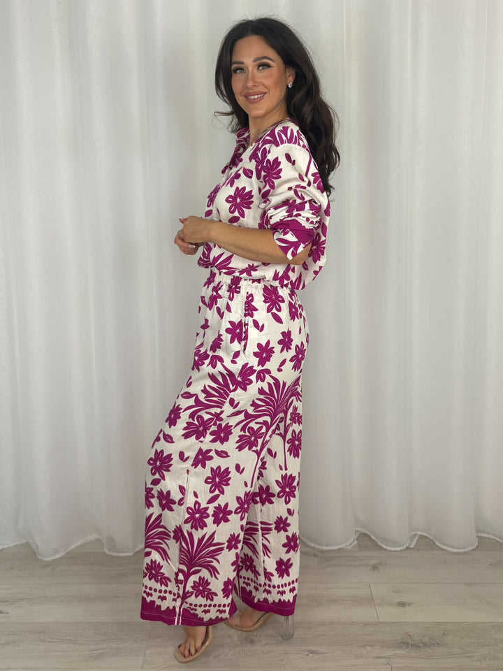 Floral Print Button Up Shirt & Trouser Co-Ord (6 Colours)