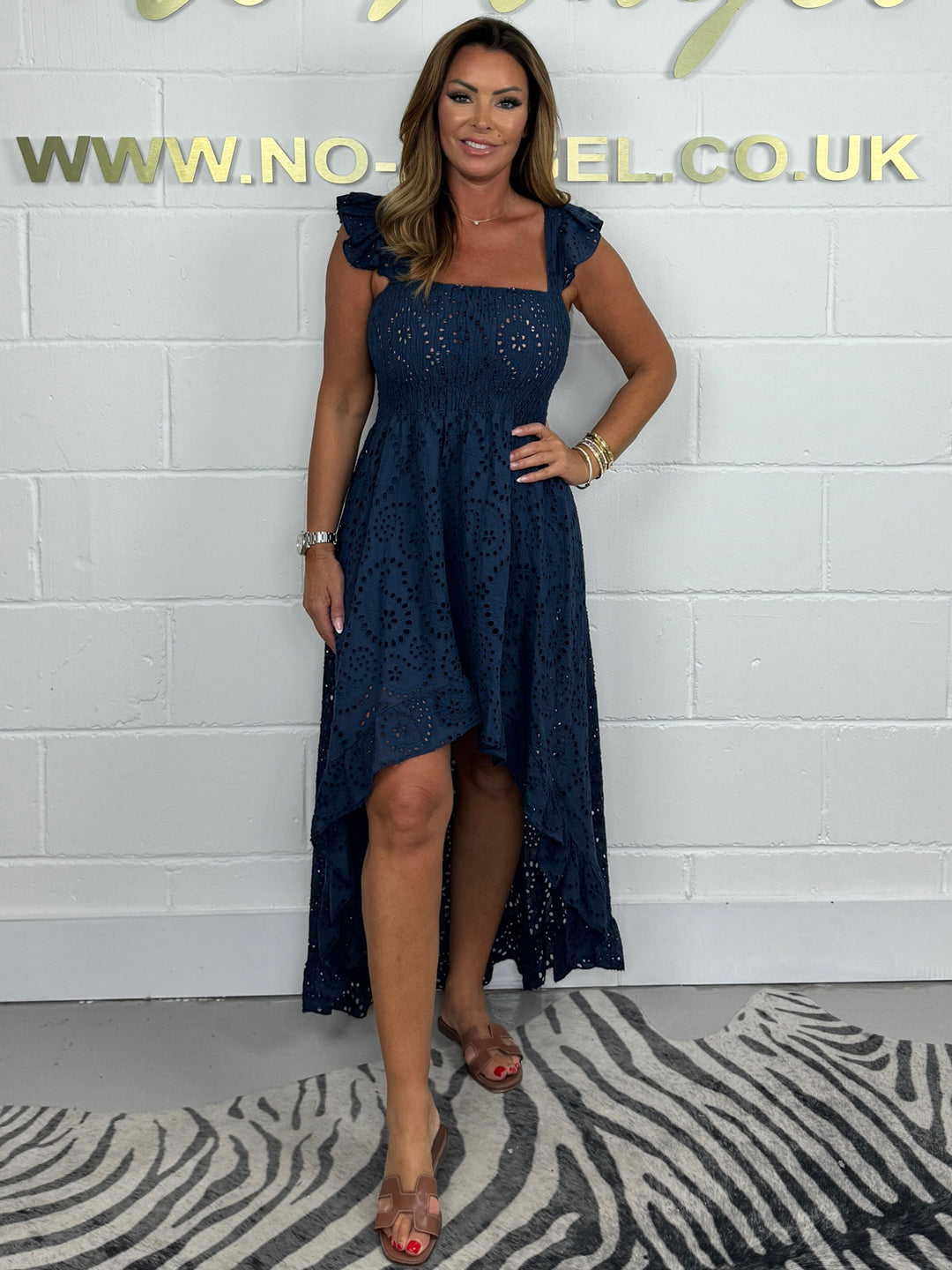 Laser Cut Frill Sleeve High Low Dress ( 4 Colours )