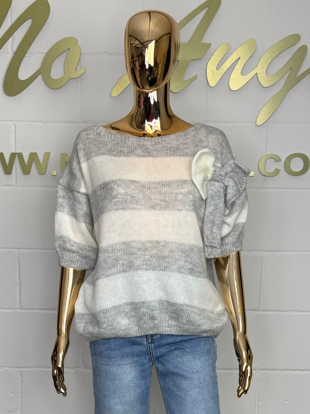 Soft Knit Short Sleeve Bow Detail Jumper (8 Colours)