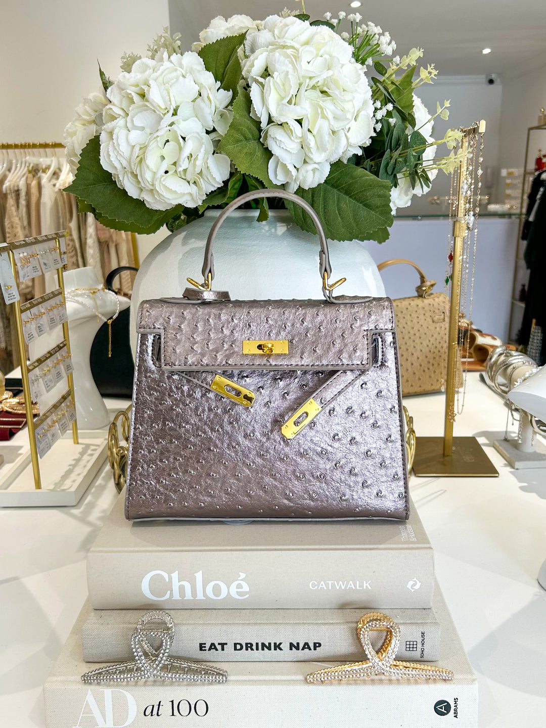 Buckle Front Textured Gold Hardware Handbag (3 Colours)